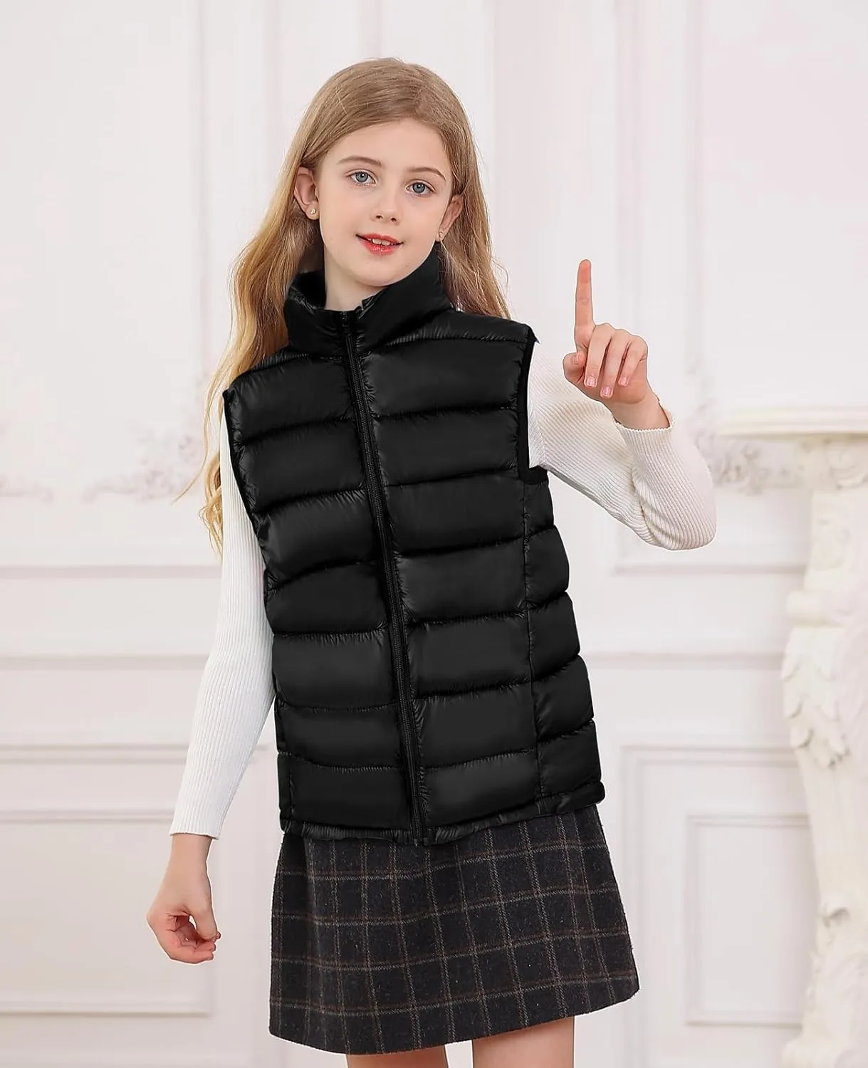 Cutemile Girls Boys Puffer Vest Kids Winter Metallic Sleeveless Jacket 5-12 Years