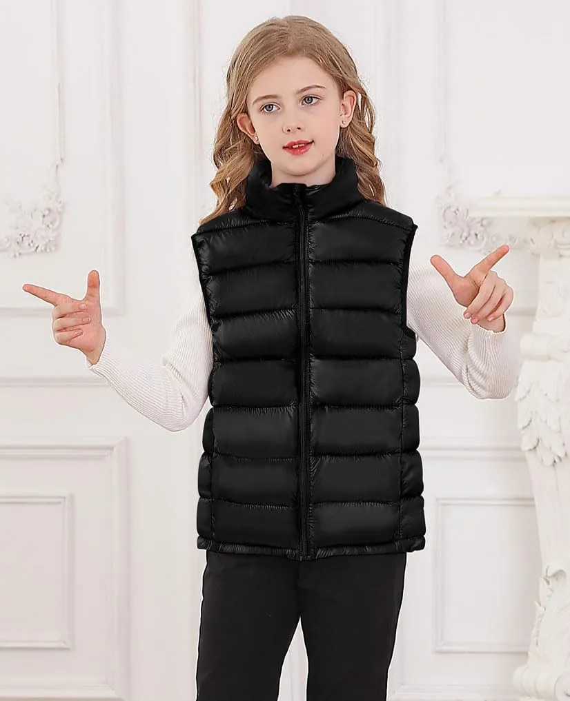 Cutemile Girls Boys Puffer Vest Kids Winter Metallic Sleeveless Jacket 5-12 Years