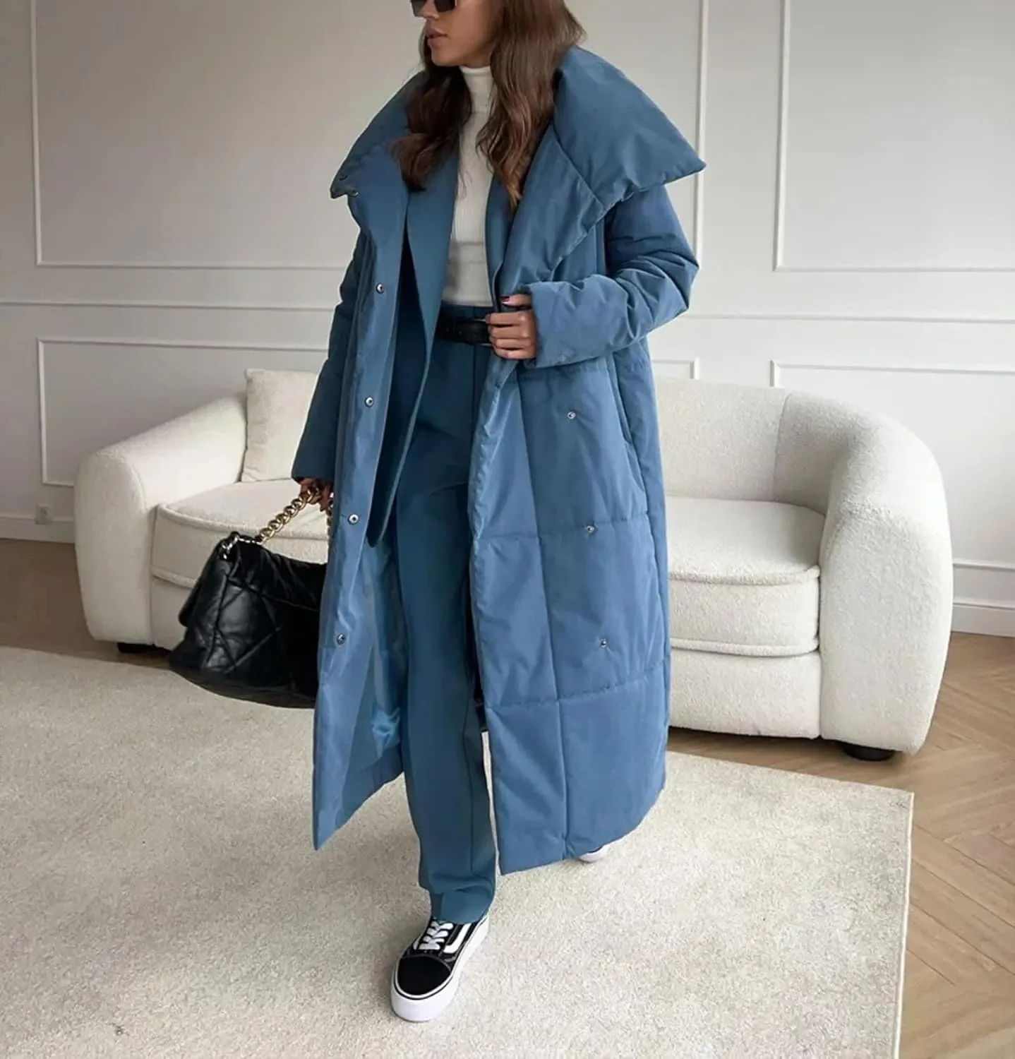 Dawery Women Loose Thicken Jackets Parkas Winter Coats Oversized Warm Long Belt Puffer Jackets Ladies Cotton Padded Jacket