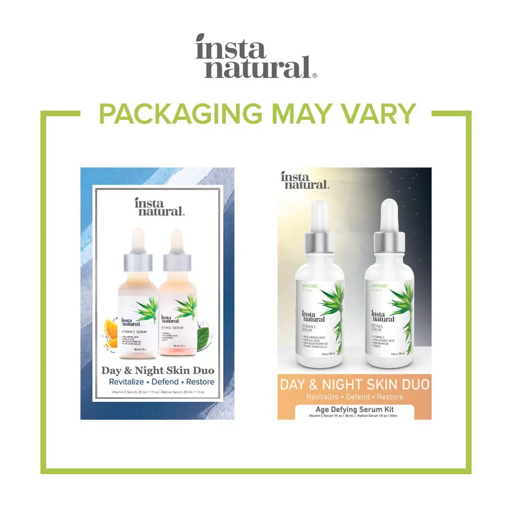 Day & Night Duo Facial Serum Bundle - Vitamin C Serum & Retinol Serum - Natural Anti Aging Formula for Face - Improve Skin Texture & Glow - Reduce Fine Lines Dark Spots Hyperpigmentation - InstaNatural
