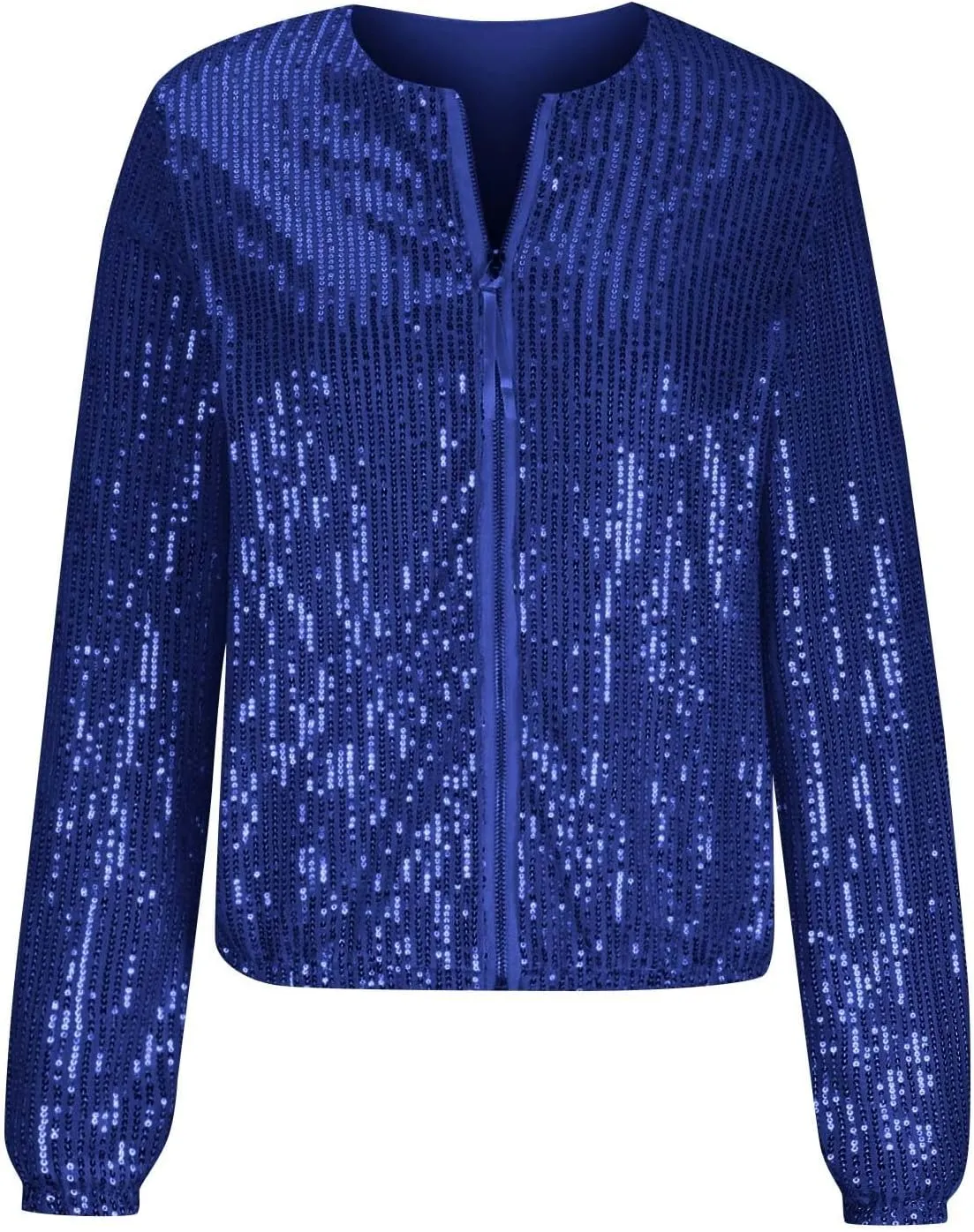 DDAPJ pyju Womens Sequin Jacket Shiny Glitter Sparkly Bomber Jackets Long Sleeve Zip Up Coats 2025 Fashion Party Clubwear