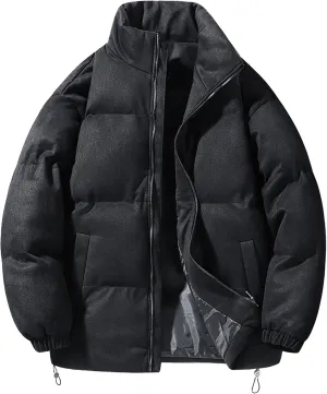 DGHM-JLMY Men's Suede-Like Cotton-Padded Jacket Winter Stand Collar Quilted Jacket Thickened Warm Windproof Bread Coat