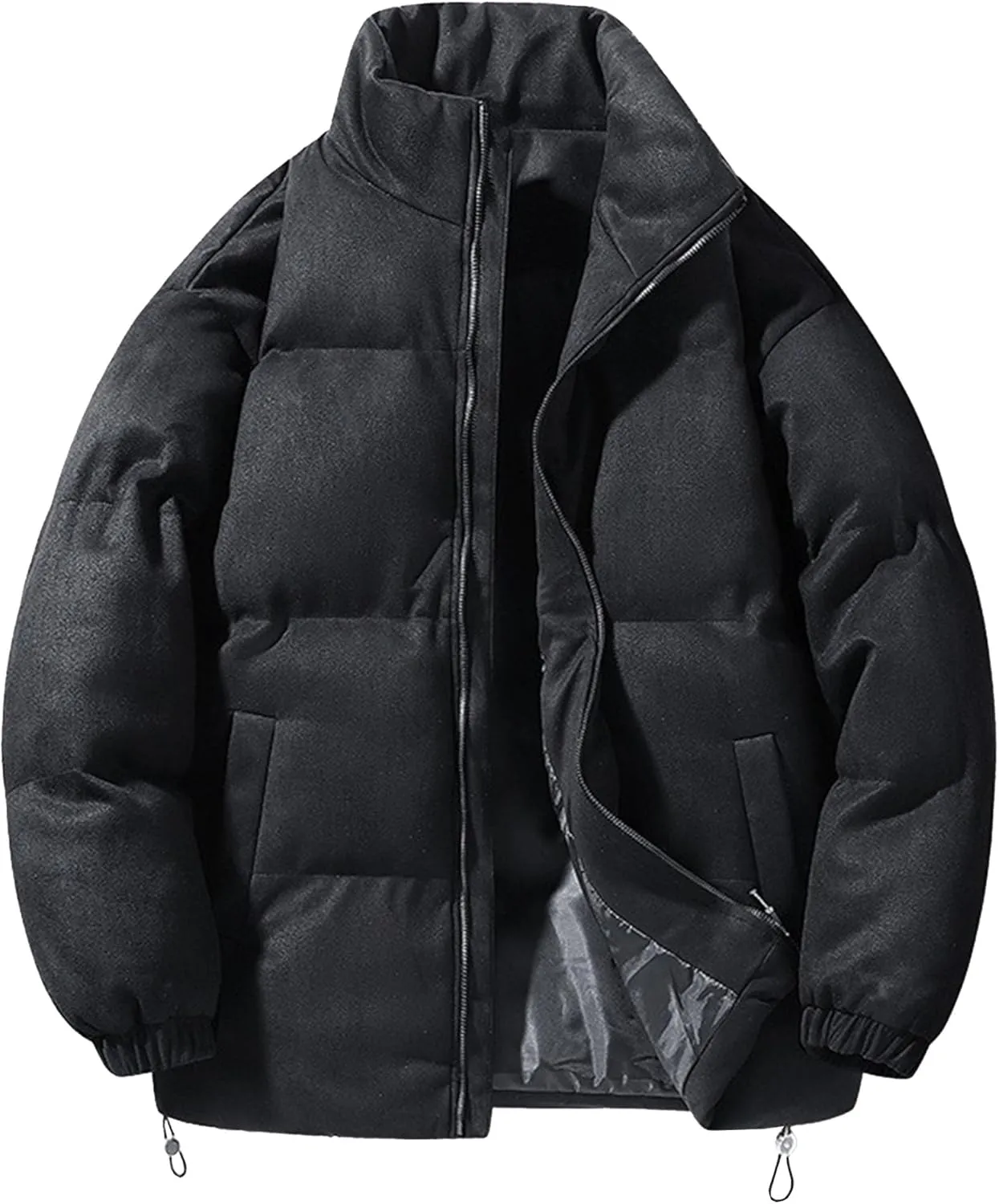 DGHM-JLMY Men's Suede-Like Cotton-Padded Jacket Winter Stand Collar Quilted Jacket Thickened Warm Windproof Bread Coat