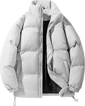 DGHM-JLMY Men's Suede-Like Cotton-Padded Jacket Winter Stand Collar Quilted Jacket Thickened Warm Windproof Bread Coat