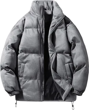 DGHM-JLMY Men's Suede-Like Cotton-Padded Jacket Winter Stand Collar Quilted Jacket Thickened Warm Windproof Bread Coat