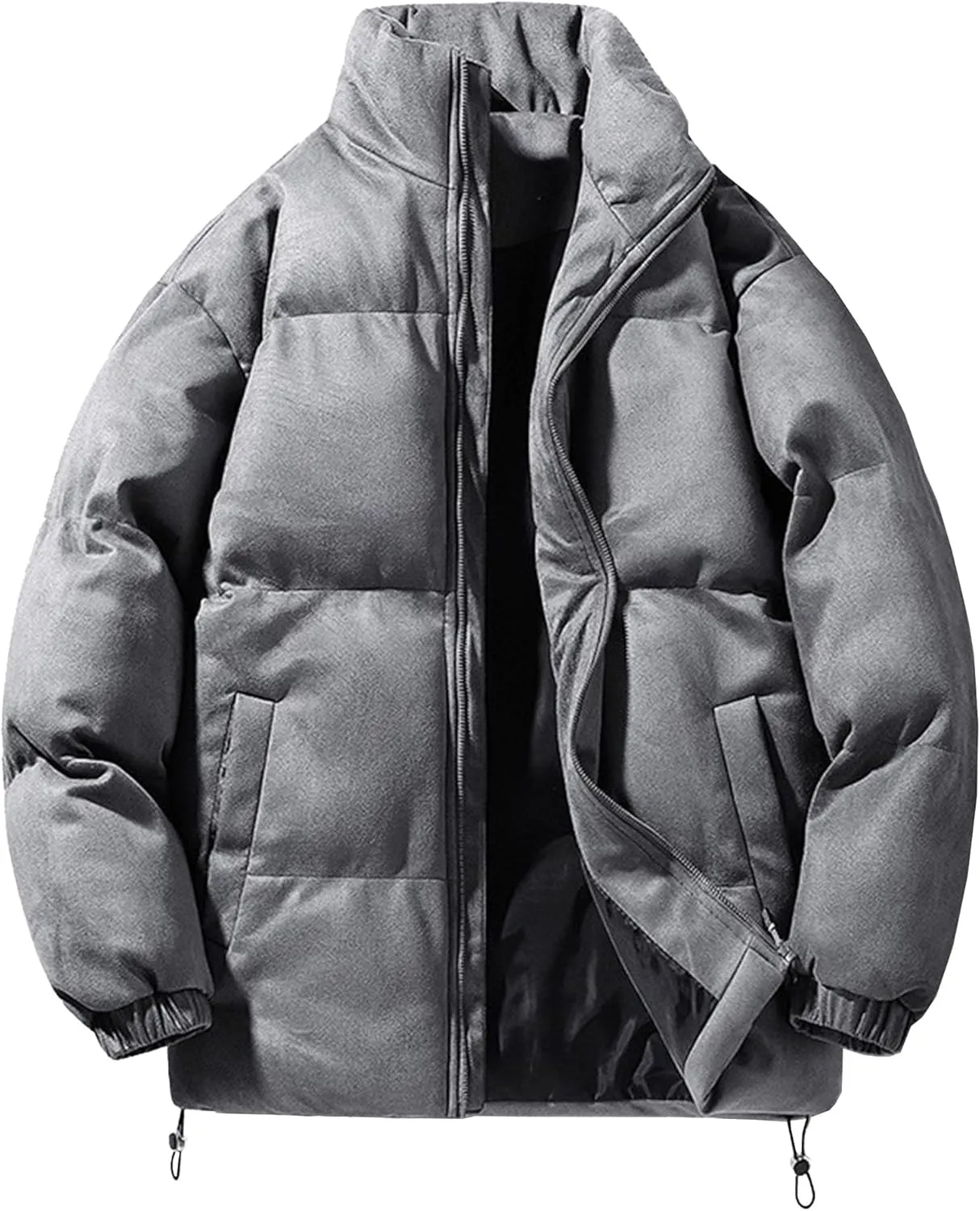 DGHM-JLMY Men's Suede-Like Cotton-Padded Jacket Winter Stand Collar Quilted Jacket Thickened Warm Windproof Bread Coat