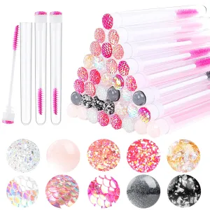 Dming 20 Pieces Eyelashes Brush Container Disposable Mascara Bruush Wand Case Lash Spoolies Tube Spoolie Holder Makeup Brush for Eyelash Extension Mix