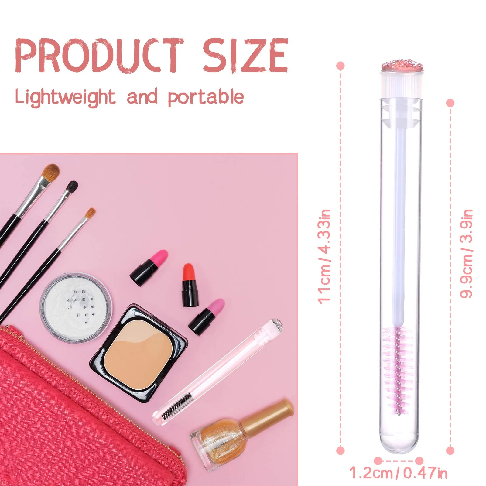 Dming 20 Pieces Eyelashes Brush Container Disposable Mascara Bruush Wand Case Lash Spoolies Tube Spoolie Holder Makeup Brush for Eyelash Extension Mix