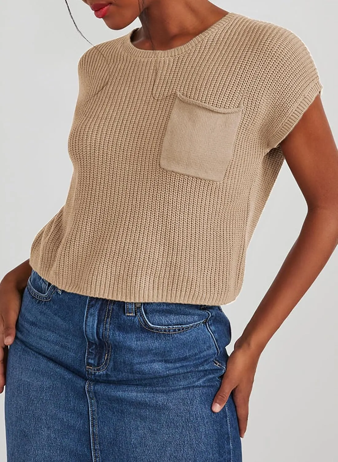 Dokotoo Women's Casual Short Sleeve Loose Tunic Tops Lightweight Knit Spring Pullover Sweater Blouses