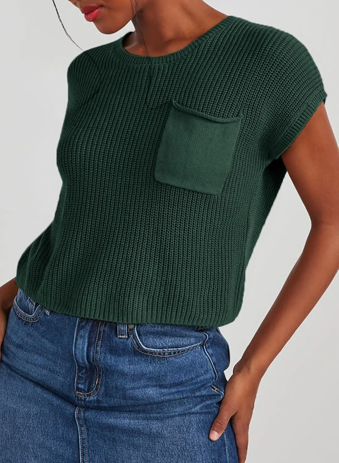 Dokotoo Women's Casual Short Sleeve Loose Tunic Tops Lightweight Knit Spring Pullover Sweater Blouses