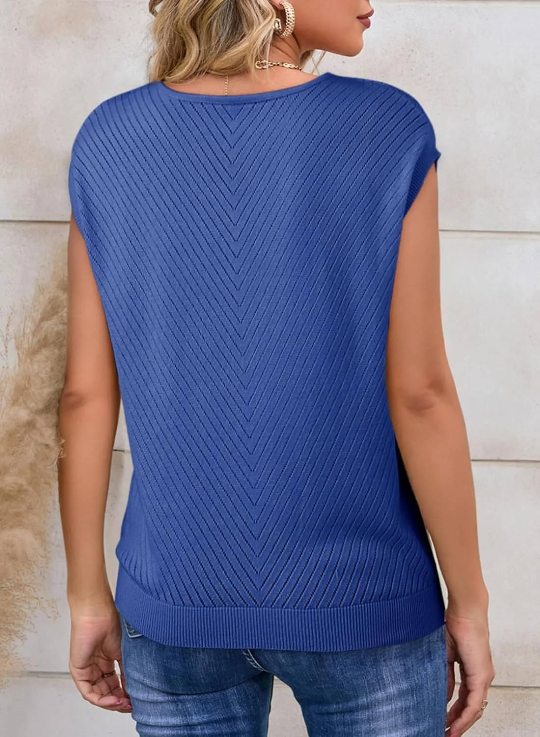 Dokotoo Women's Casual V Neck Ruffle Sleeve Summer Tank Tops Shirts