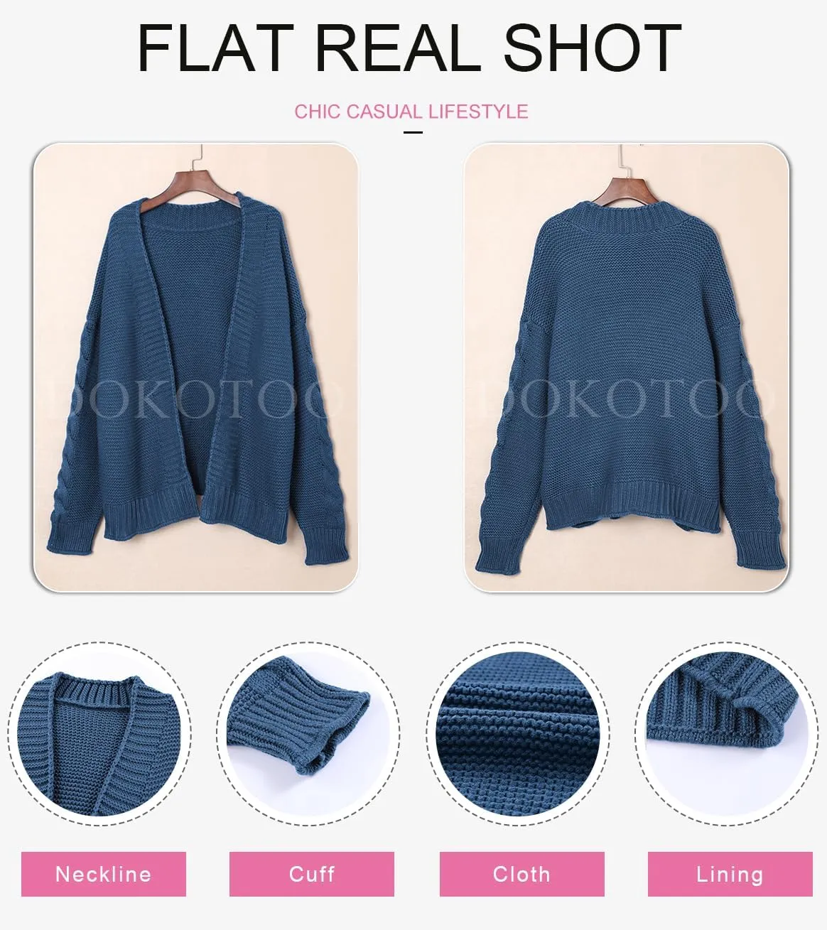 Dokotoo Womens Open Front Long Sleeve Chunky Knit Cardigan Sweaters Loose Outwear Coat