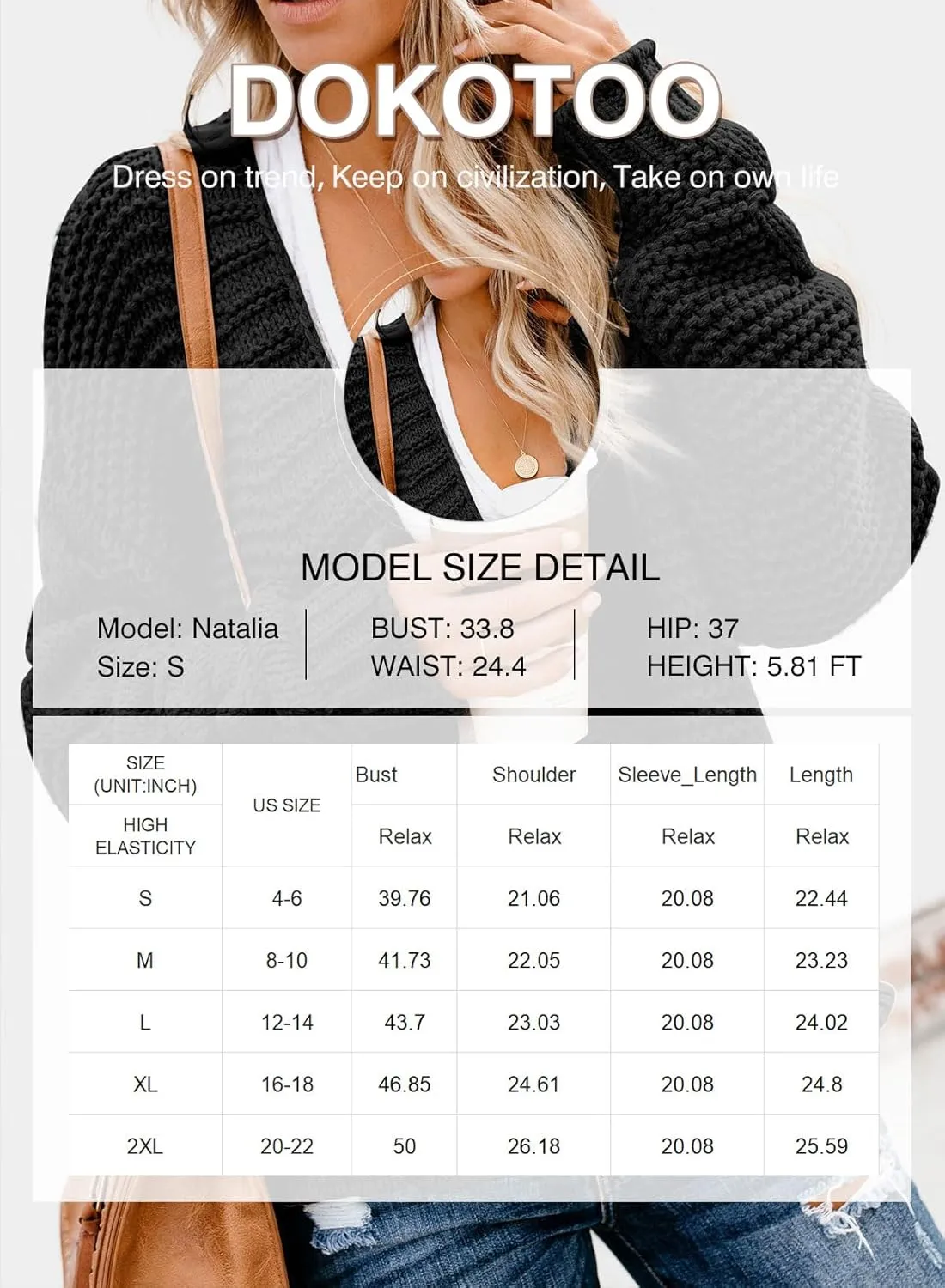 Dokotoo Womens Open Front Long Sleeve Chunky Knit Cardigan Sweaters Loose Outwear Coat