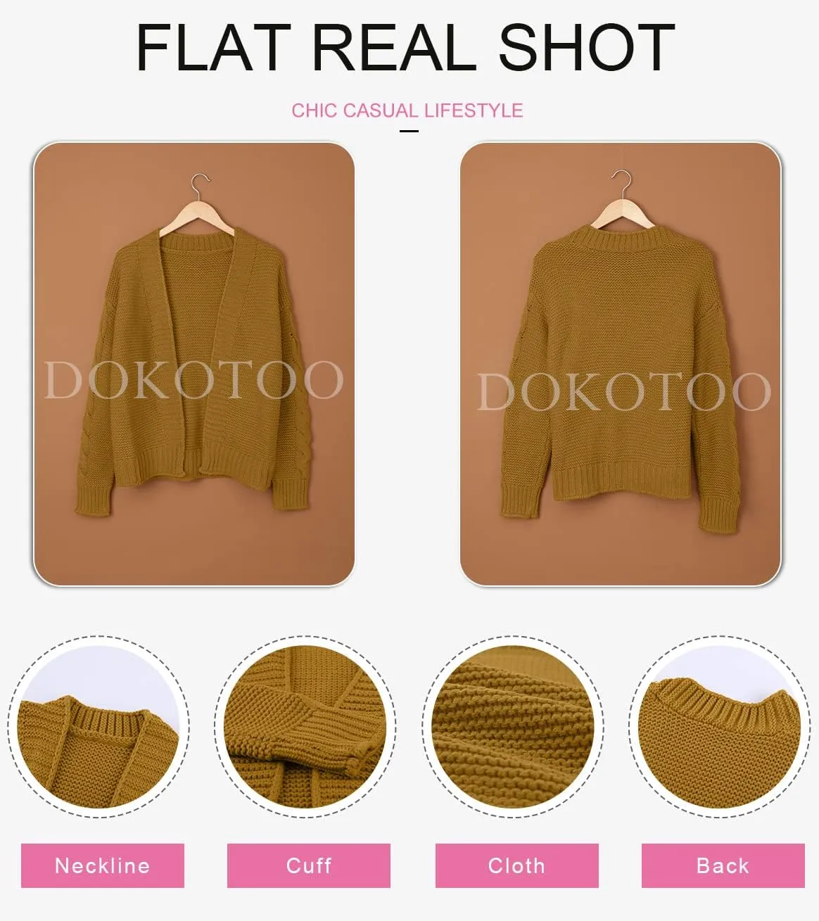 Dokotoo Womens Open Front Long Sleeve Chunky Knit Cardigan Sweaters Loose Outwear Coat