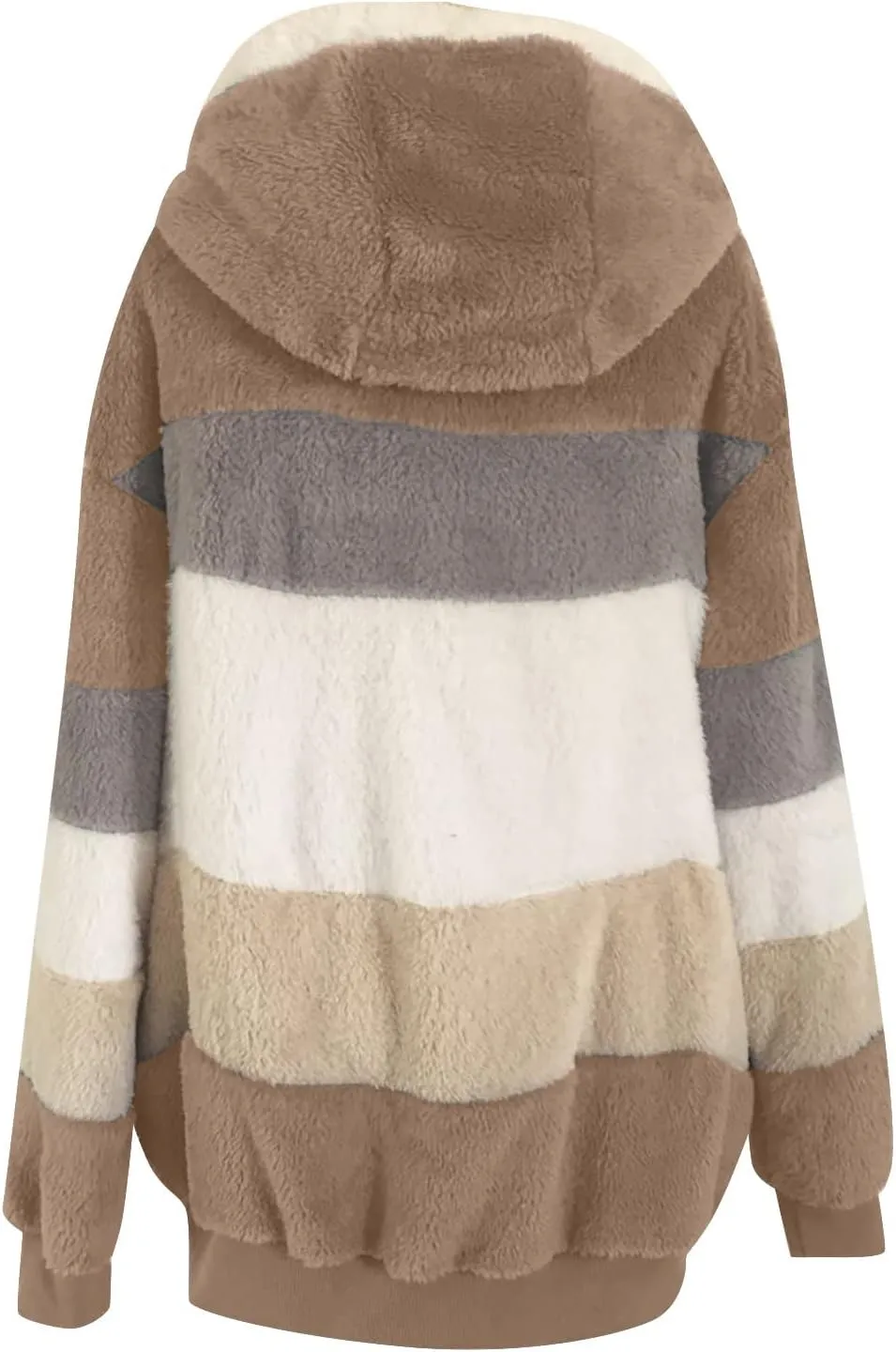 DOLKFU Women Oversized Winter Coat Jacket Zip Up Hooded Coats Shaggy Fleece Open Front Jackets Thick Sherpa Lined Warm Tops