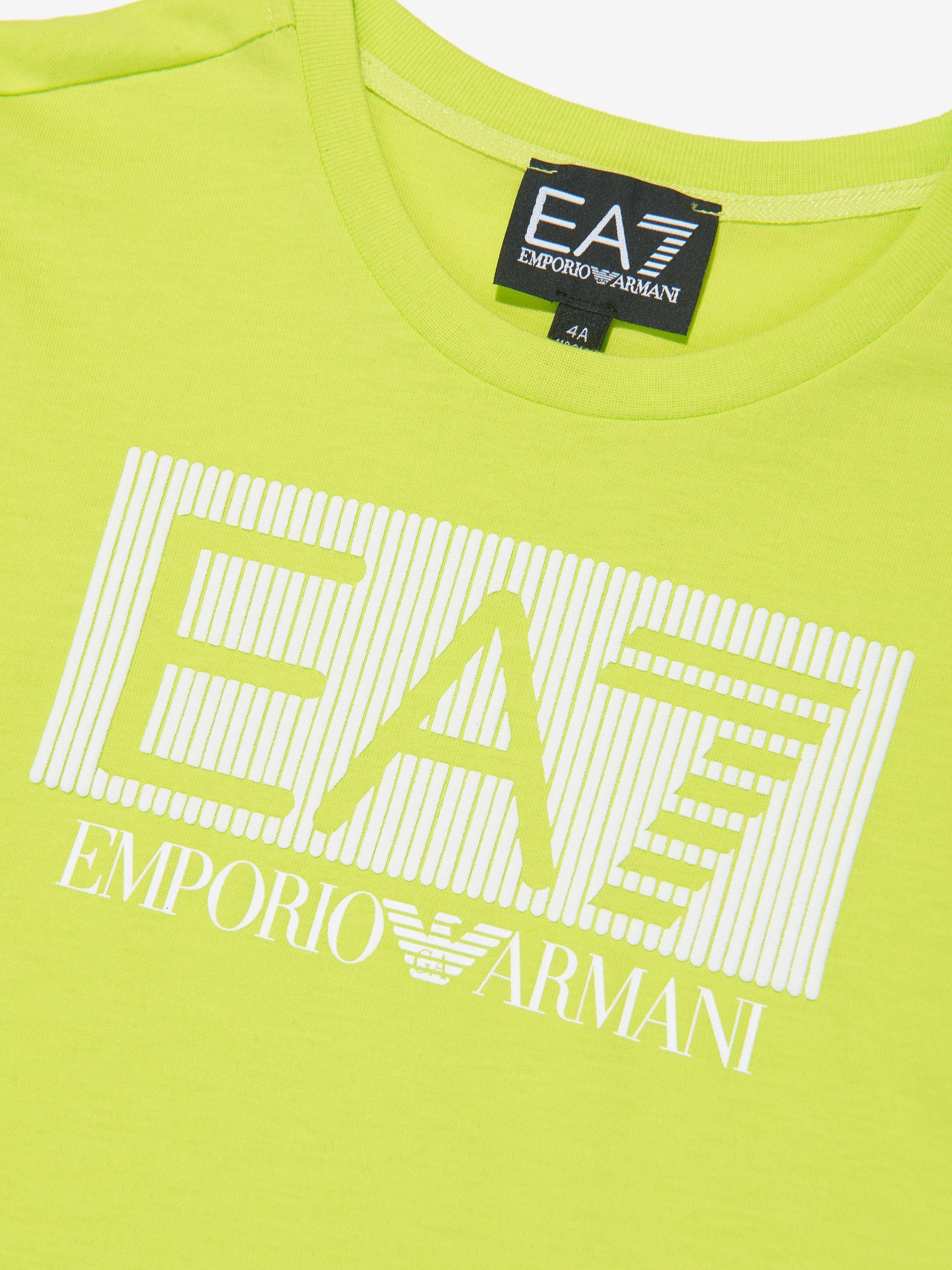 EA7 Emporio Armani Boys Train Visibility Logo T-Shirt in Green