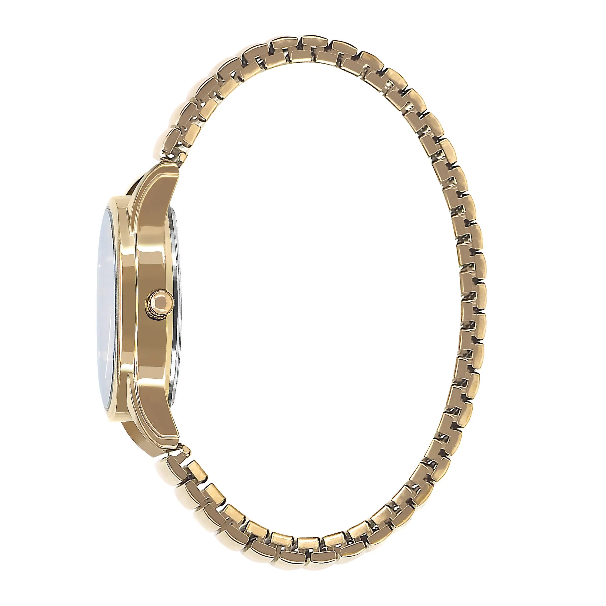 Eclipse Sterling Silver Round White Dial Gold Band Watch