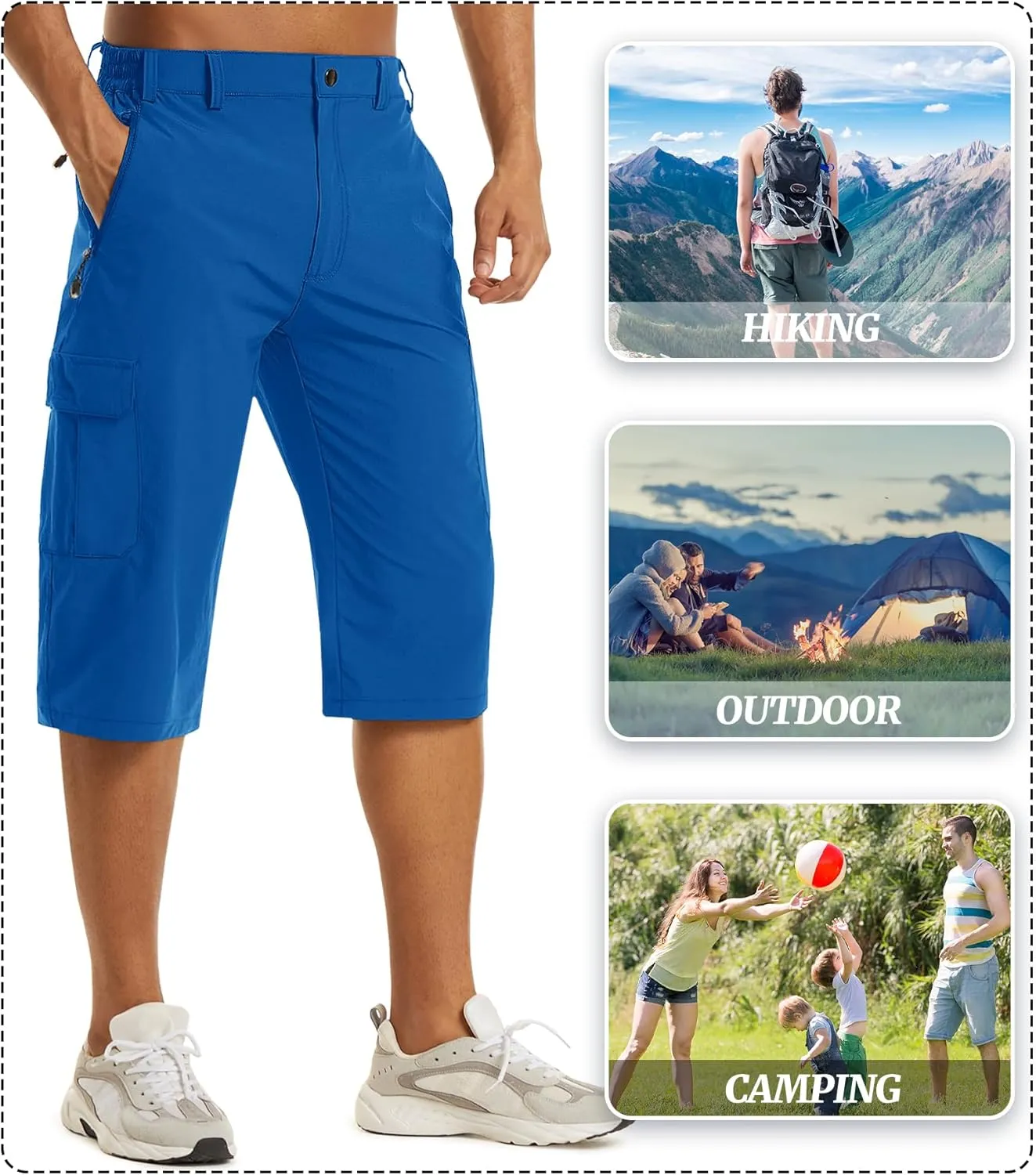 EKLENTSON Men's Workout Shorts Quick Dry Gym Hiking Shorts Zipper Pockets Lightweight Athletic 3/4 Capri Pants for Men