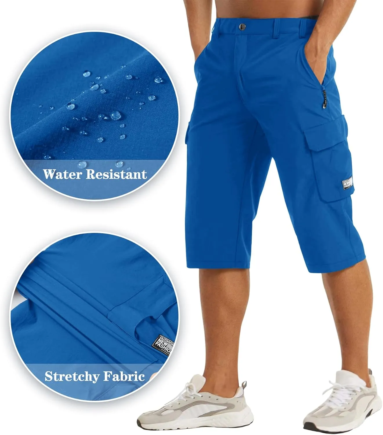 EKLENTSON Men's Workout Shorts Quick Dry Gym Hiking Shorts Zipper Pockets Lightweight Athletic 3/4 Capri Pants for Men