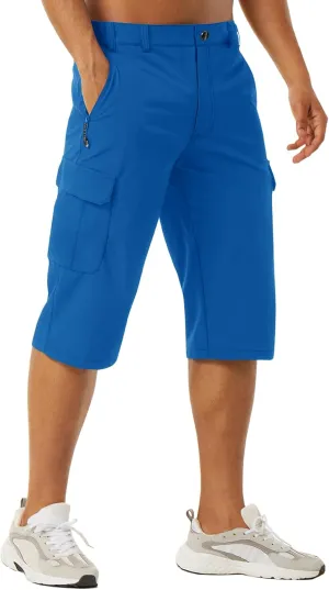 EKLENTSON Men's Workout Shorts Quick Dry Gym Hiking Shorts Zipper Pockets Lightweight Athletic 3/4 Capri Pants for Men