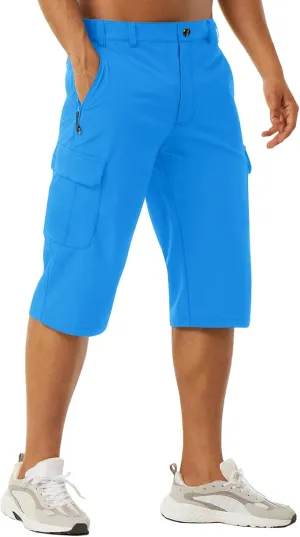 EKLENTSON Men's Workout Shorts Quick Dry Gym Hiking Shorts Zipper Pockets Lightweight Athletic 3/4 Capri Pants for Men