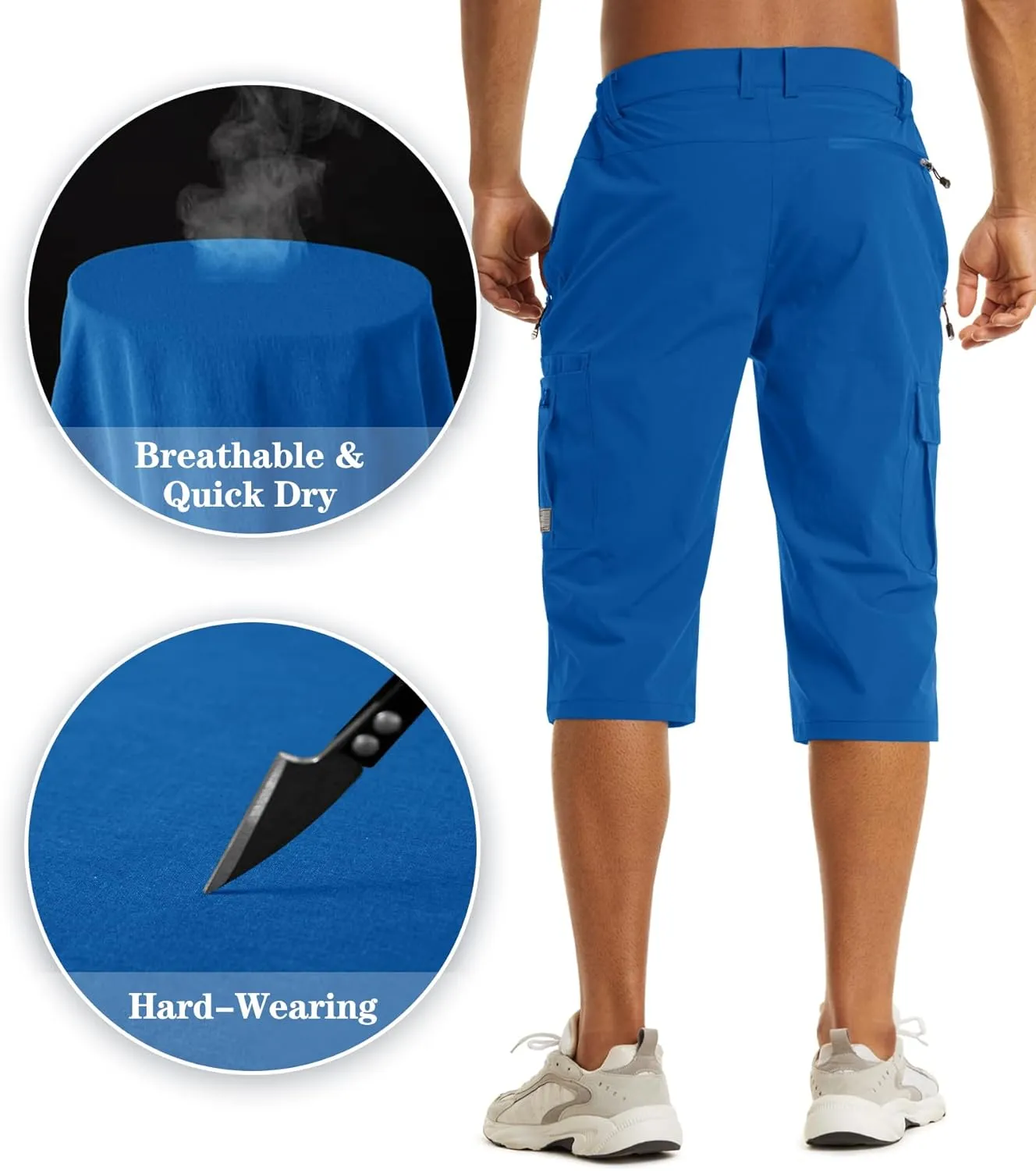 EKLENTSON Men's Workout Shorts Quick Dry Gym Hiking Shorts Zipper Pockets Lightweight Athletic 3/4 Capri Pants for Men