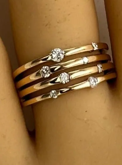 Elegant 9ct Yellow Gold Diamond Ring - Total Diamond Weight 0.34ct