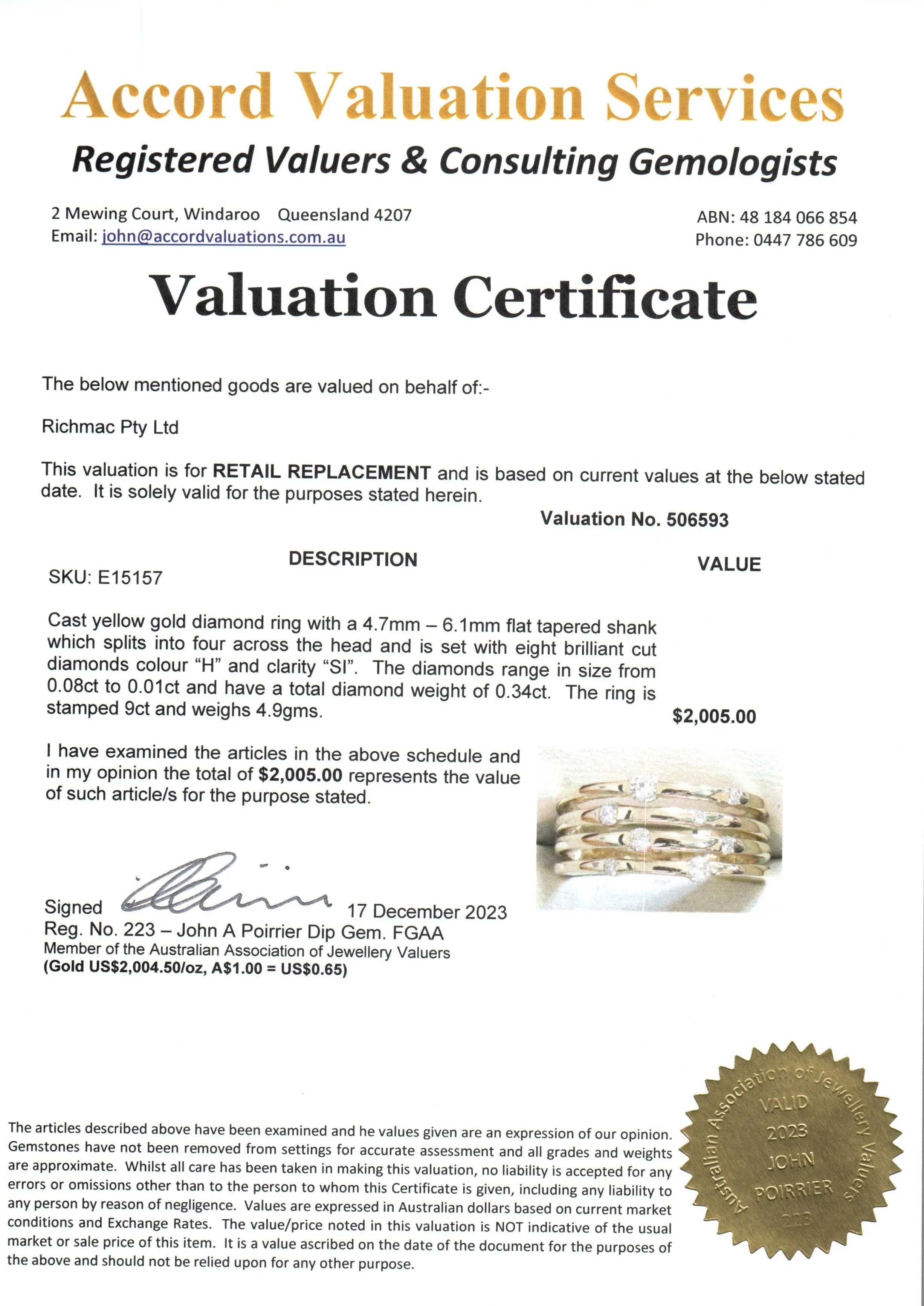 Elegant 9ct Yellow Gold Diamond Ring - Total Diamond Weight 0.34ct