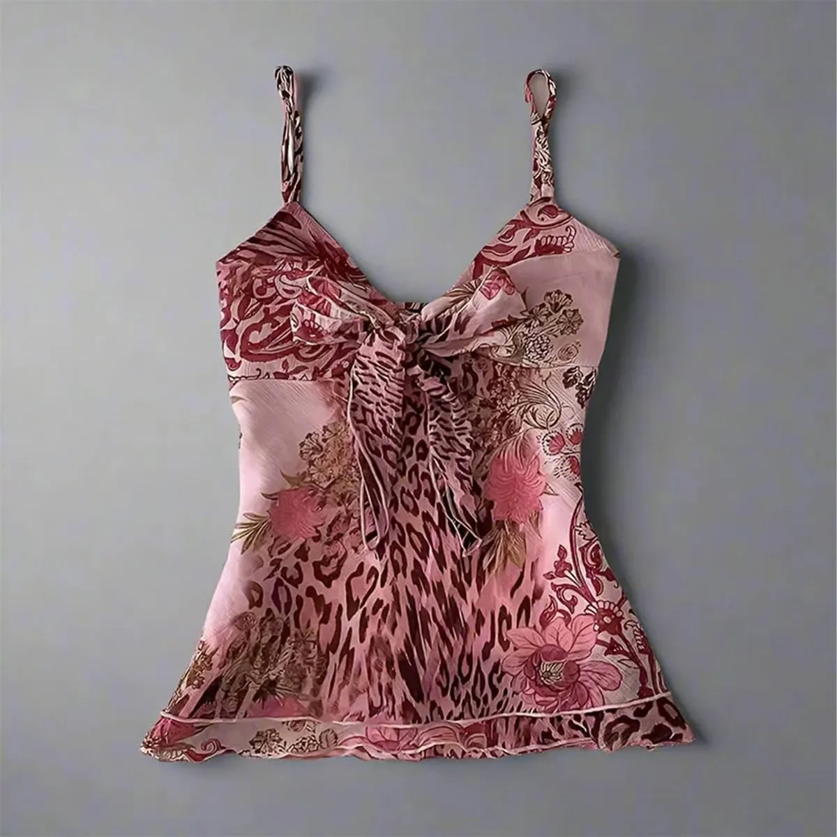 Emo Coquette Crop Tops Women Grunge 2000s Spaghetti Strap Top Streetwear Vintage Camisole Y2k Clothes