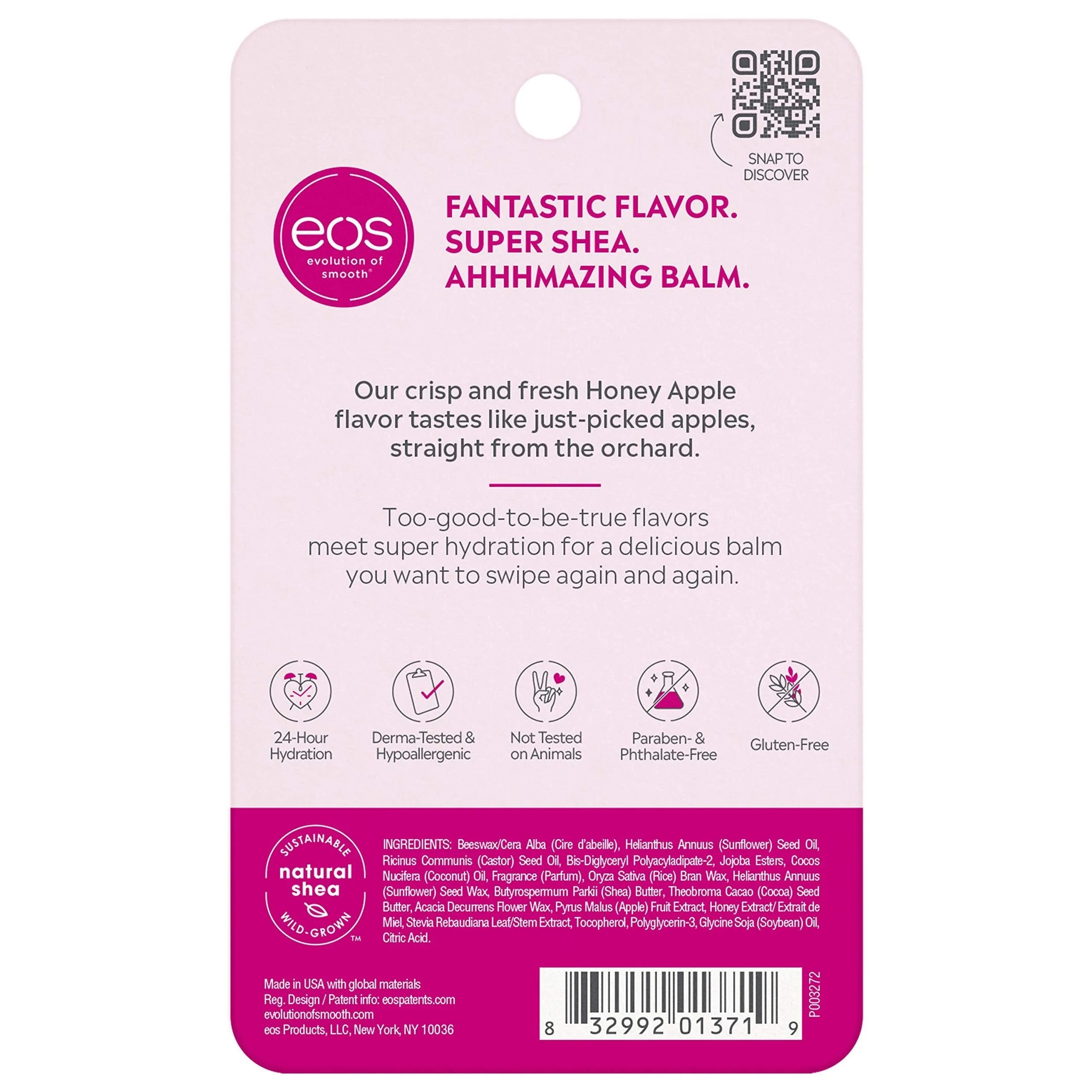 eos Natural Shea Lip Balm- Honey Apple, All-Day Moisture, Made for Sensitive Skin, Shea Lip Care Products, 0.25 oz