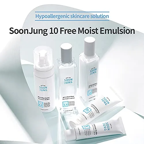 ETUDE SoonJung 10 Free Moist Emulsion 4.39 fl. Oz (130ml) 23AD | Hypoallergenic Non-Irritating Hydrating Emulsion for Skin Damage Care and Relaxation | Korean Skin Care
