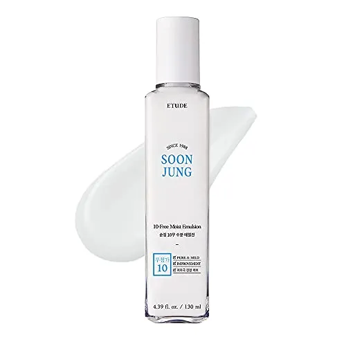 ETUDE SoonJung 10 Free Moist Emulsion 4.39 fl. Oz (130ml) 23AD | Hypoallergenic Non-Irritating Hydrating Emulsion for Skin Damage Care and Relaxation | Korean Skin Care