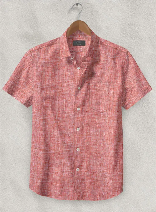 European Red Linen Shirt