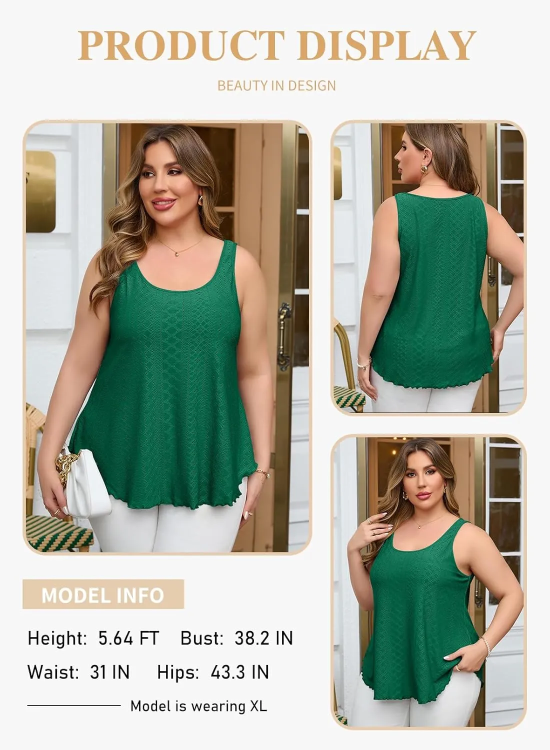 Eytino Womens Plus Size Tank Tops Summer Eyelet Embroidery Sleeveless T-Shirts Tops Scoop Neck Causal Loose Flowy Cami(1X-5X)