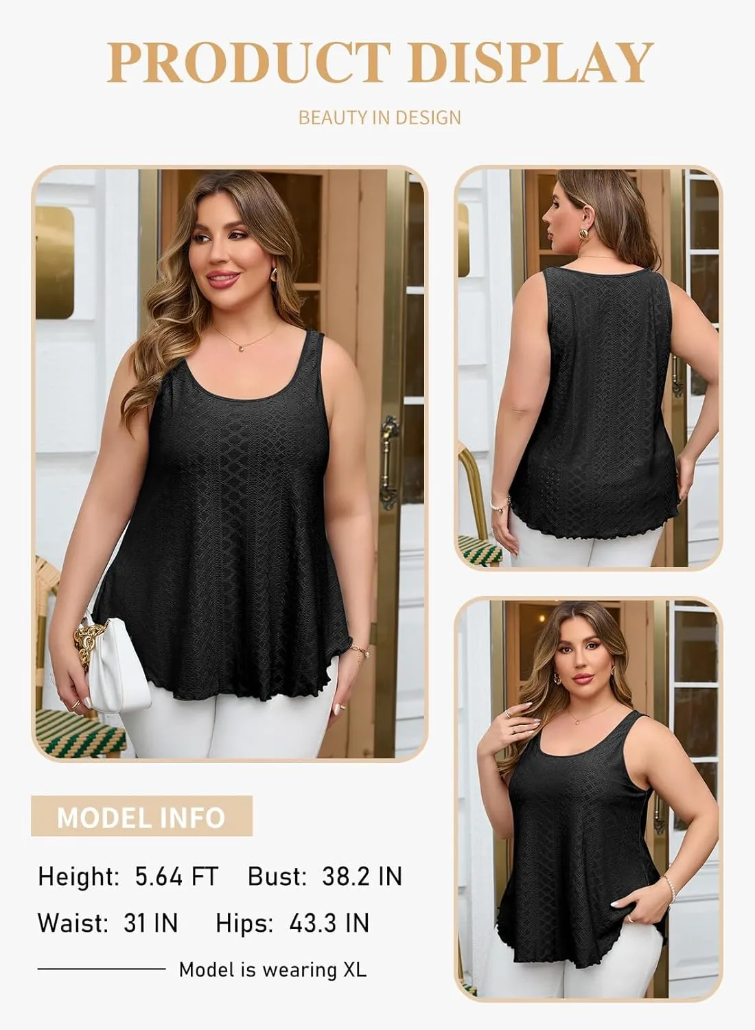 Eytino Womens Plus Size Tank Tops Summer Eyelet Embroidery Sleeveless T-Shirts Tops Scoop Neck Causal Loose Flowy Cami(1X-5X)