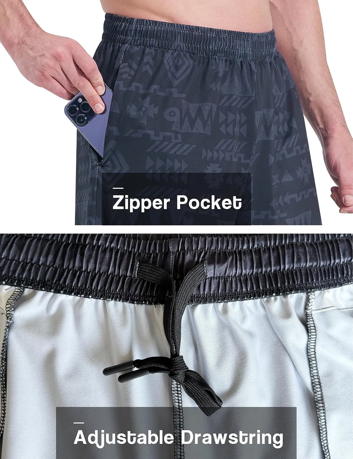 EZRUN Men's Athletic Basketball Shorts with Zipper Pockets Workout Gym Quick Dry 9 Inches Long Shorts for Tennis Running
