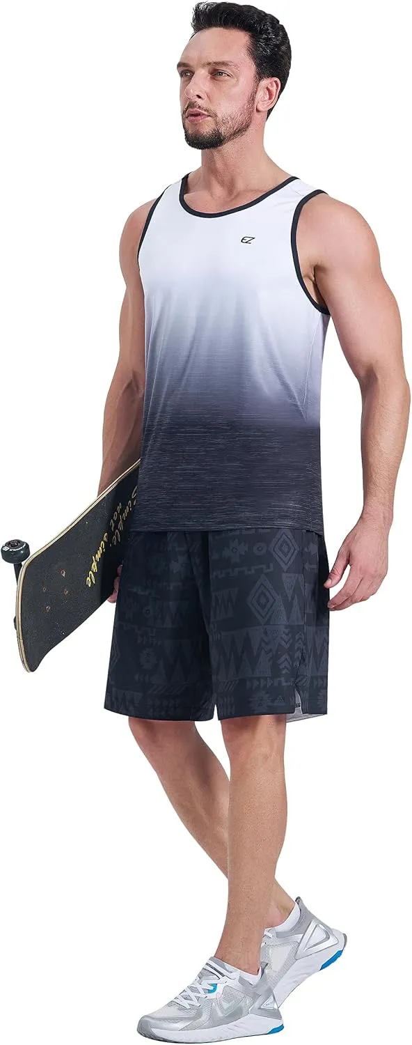 EZRUN Men's Athletic Basketball Shorts with Zipper Pockets Workout Gym Quick Dry 9 Inches Long Shorts for Tennis Running