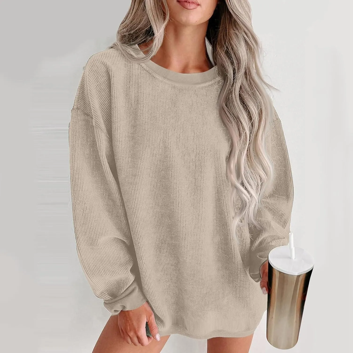 Fall Sweatshirts for Women Trendy Oversized Teacher Crewneck Sweatshirt Drop Shoulder Long Sleeve Pullover Sweaters