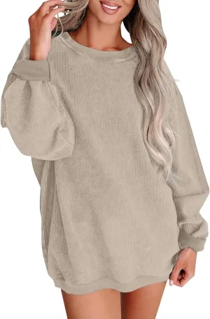 Fall Sweatshirts for Women Trendy Oversized Teacher Crewneck Sweatshirt Drop Shoulder Long Sleeve Pullover Sweaters