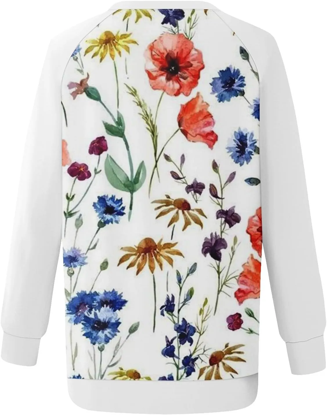 Fall Womens Clothes 2024 Floral Print Crewneck Cute Sweatshirt Long Sleeve Oversized Basics Clothes Clothing