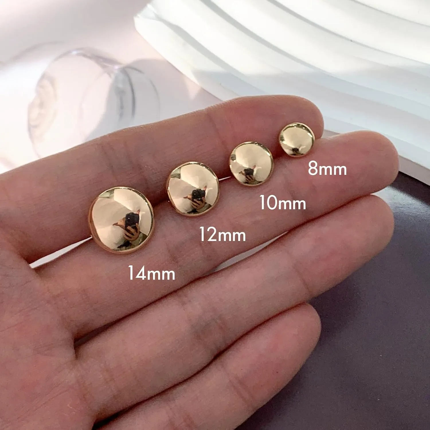FAMARINE Dot Earrings Gold Silver Stud Earrings for Women Flat Round Earrings Minimalist Earrings