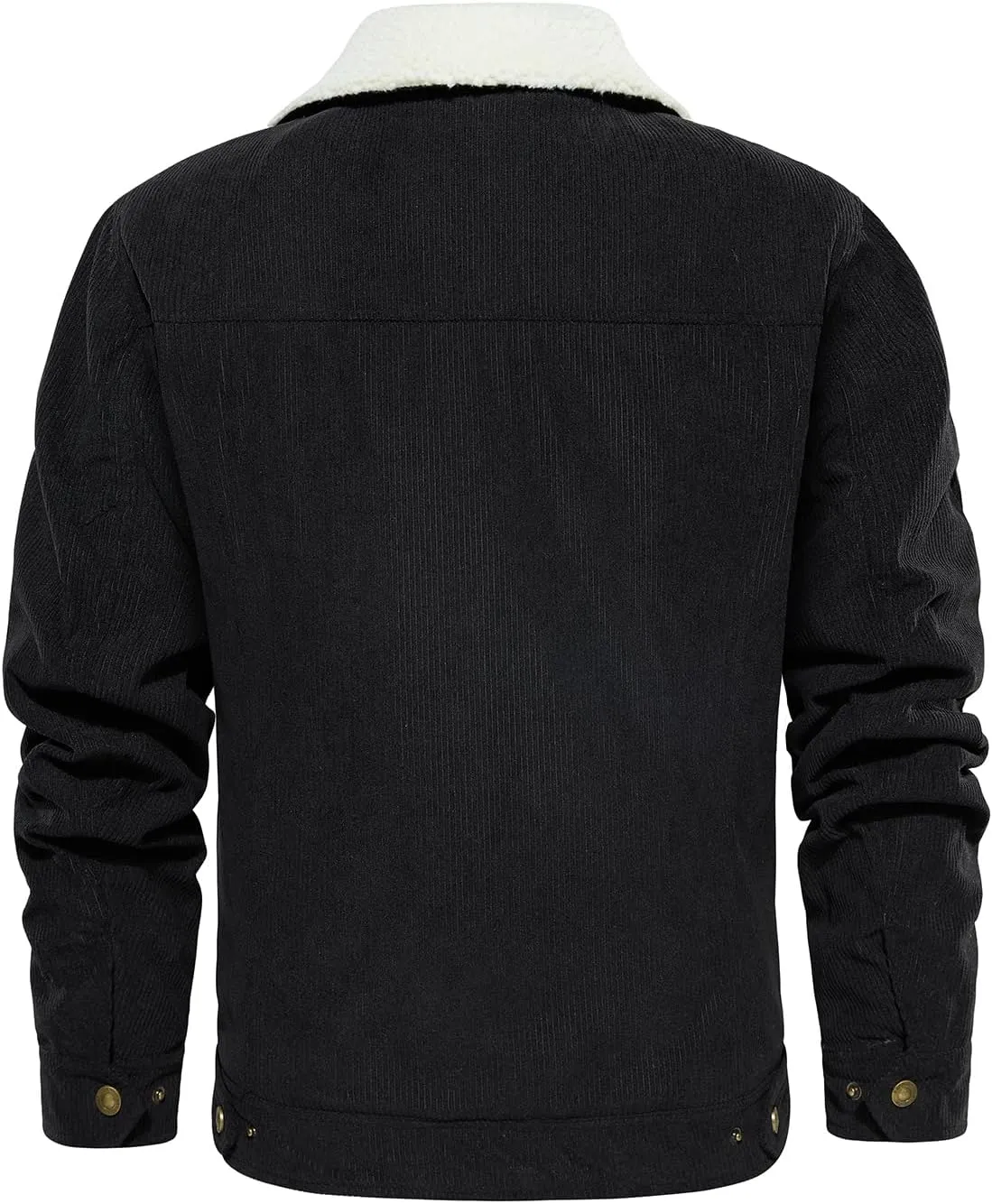 FANARCHER Men's Corduroy Jackets Sherpa Lined Fleece Trucker Work Jacket Cotton Turn-Down Collar Coats Winter Warm Outwear