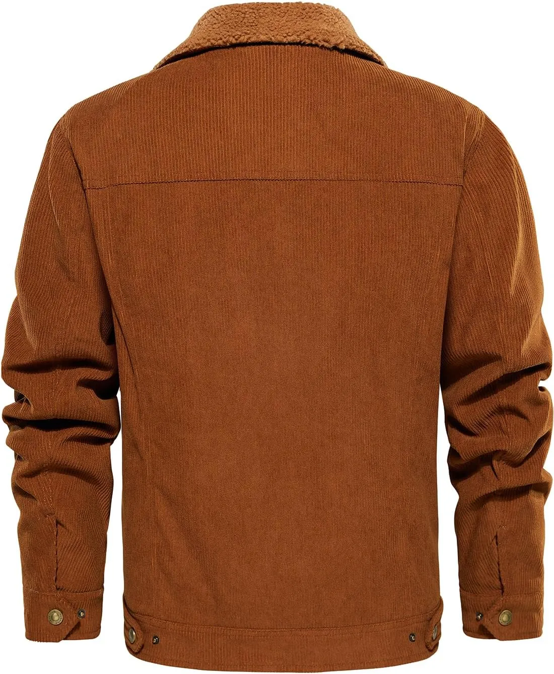 FANARCHER Men's Corduroy Jackets Sherpa Lined Fleece Trucker Work Jacket Cotton Turn-Down Collar Coats Winter Warm Outwear