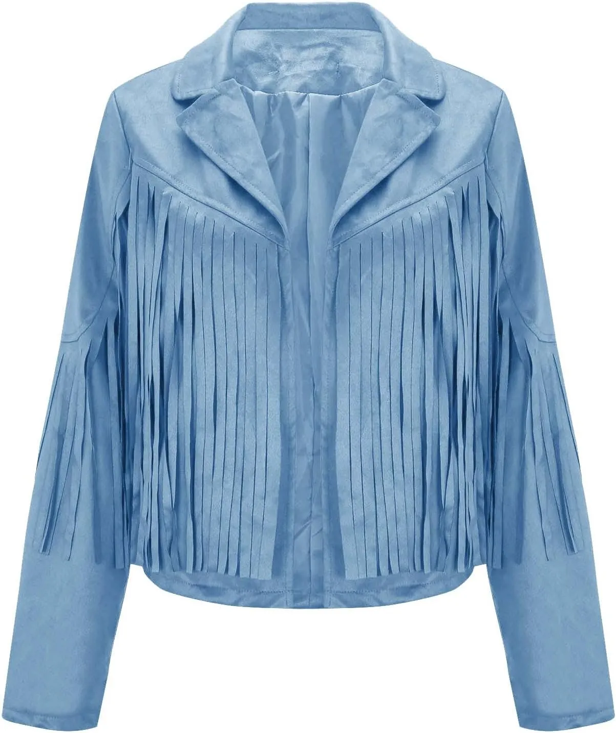 Firzero Tassels Coat Women Faux Suede Jacket Long Sleeve Fringe Jackets Motorcycle Moto Biker Short Open Front Cardigan 2024