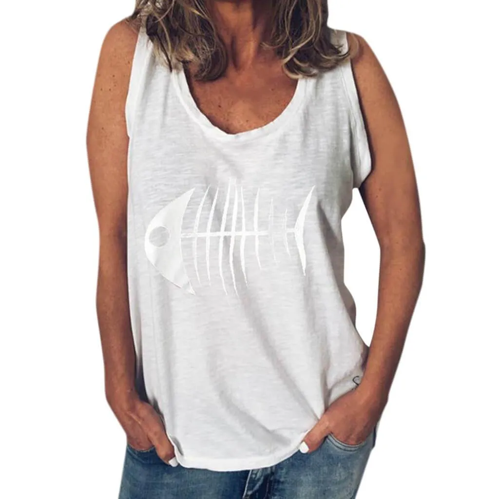 Fish Bone Loose V-neck T-shirt