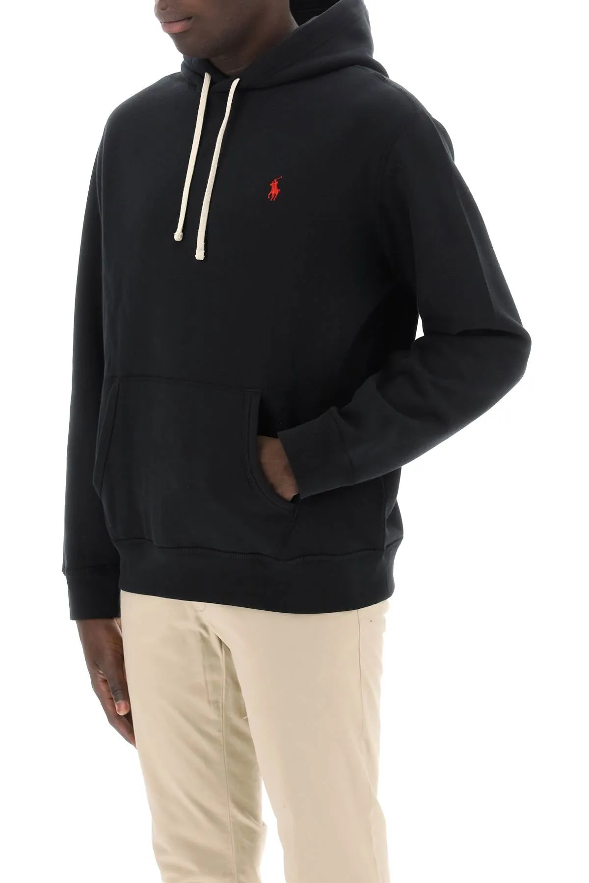 fleece-back cotton hoodie 710766778008 POLO BLACK