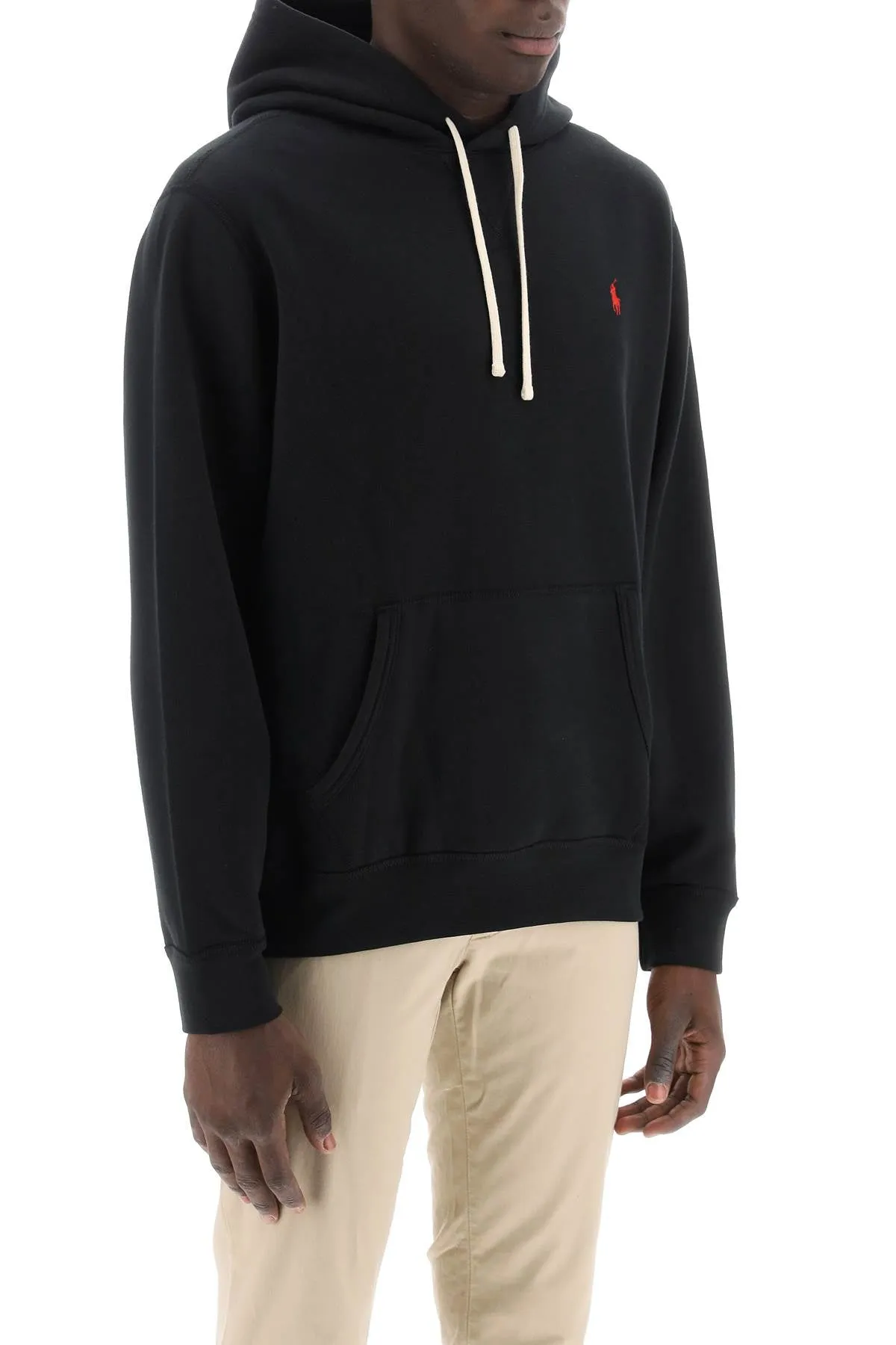 fleece-back cotton hoodie 710766778008 POLO BLACK