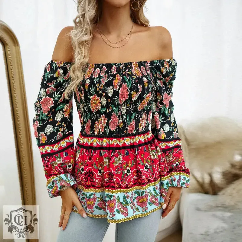 Floral Smocked Square Neck Blouse