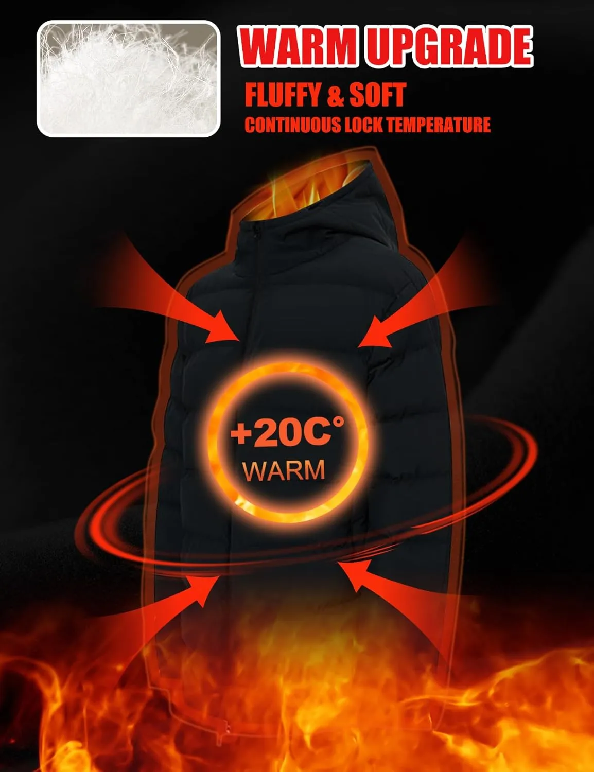 Flygo Mens Hooded Puffer Jacket Insulated Winter Waterproof Warm Coat Zipper Down Quilted Jackets