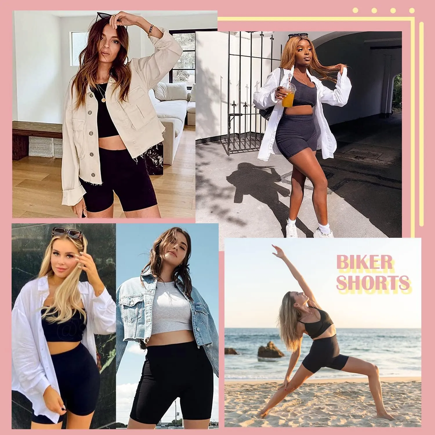 FULLSOFT 4 Pack Biker Shorts for Women with Pockets  5" High Waisted Tummy Control Workout Yoga Running Gym Tennis Shorts